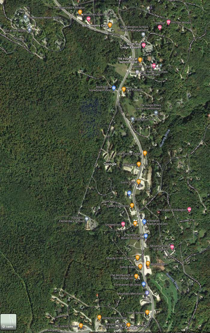 Google Maps - Killington Rd. Restaurants