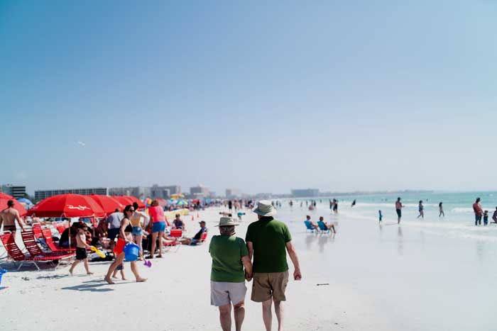 Snowbirds Walking on the Beach
