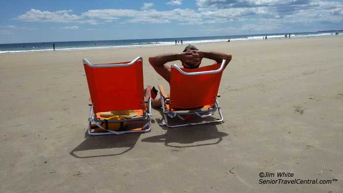 Jim Relaxing in a Beach Chair at Wells Beach