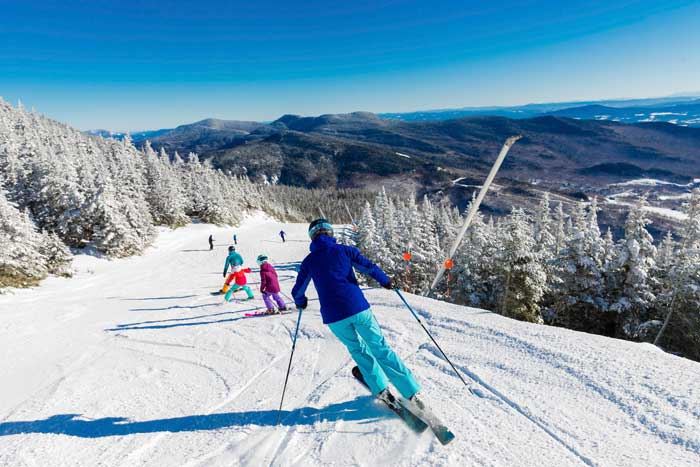 Skiing on Mt. Mansfield in Stowe, VT
